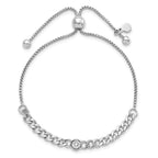 Leslie's Sterling Silver Rhodium-plated Polished CZ Bolo Bracelet - Image 3