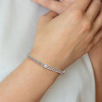 Leslie's Sterling Silver Rhodium-plated Polished CZ Bolo Bracelet - Image 4