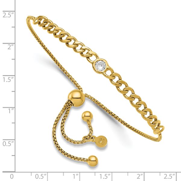 Leslie's Sterling Silver Gold-tone Polished CZ Bolo Bracelet - Image 2