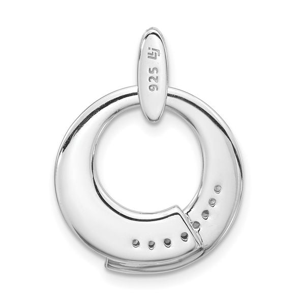 Leslie's Sterling Silver Rh-p and Gold-plated CZ Brushed Pendant - Image 3