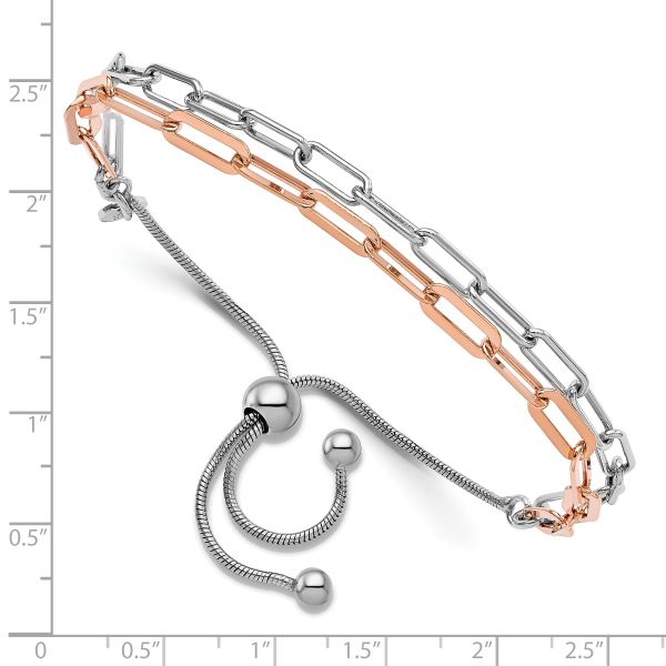Leslie's Sterling Silver Rh-p & Rose-tone 2-strand Bolo Bracelet - Image 2