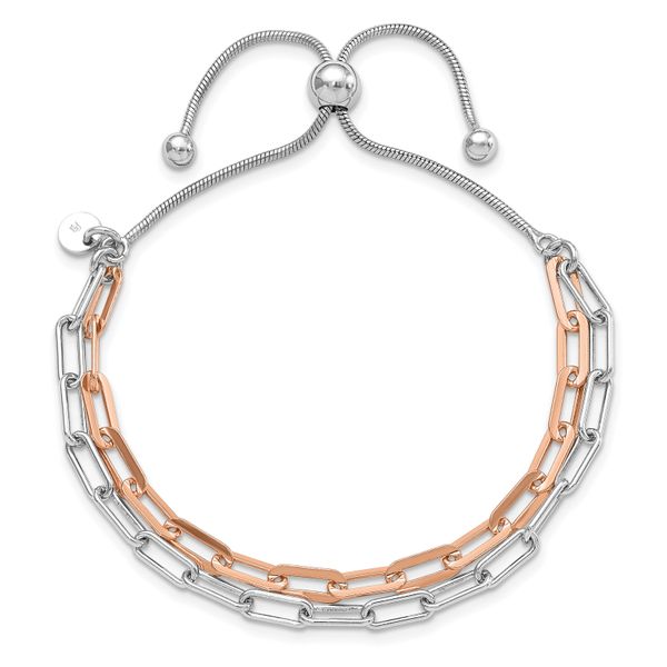 Leslie's Sterling Silver Rh-p & Rose-tone 2-strand Bolo Bracelet - Image 3