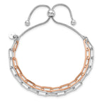 Leslie's Sterling Silver Rh-p & Rose-tone 2-strand Bolo Bracelet - Image 3