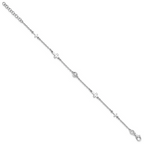 Leslie's Sterling Silver Rhodium-plated CZ Cross w/ 1in ext. Bracelet - Image 2