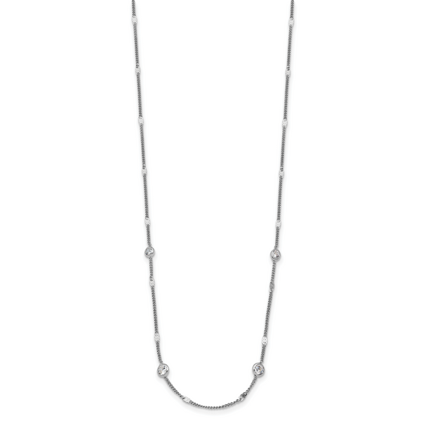 Leslie's Sterling Silver Rhodium-plated CZ w/ 2in ext. Necklace - Image 2