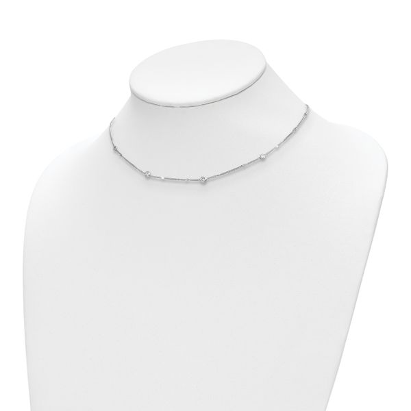 Leslie's Sterling Silver Rhodium-plated CZ w/ 2in ext. Necklace - Image 3