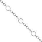 Leslie's Sterling Silver Rhodium-plated Polished Link w/ 1in ext. Bracelet