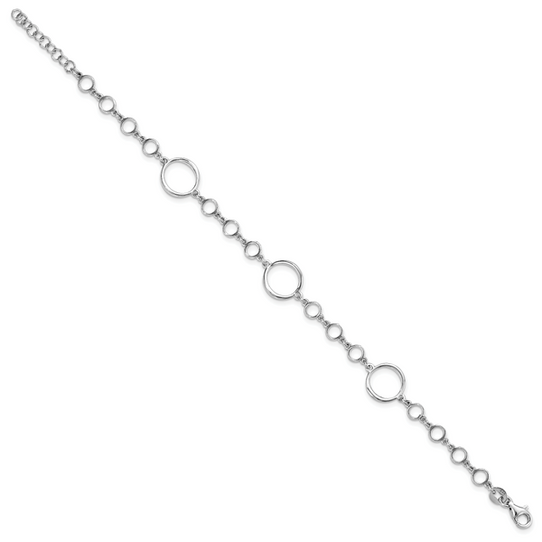 Leslie's Sterling Silver Rhodium-plated Polished Link w/ 1in ext. Bracelet - Image 2