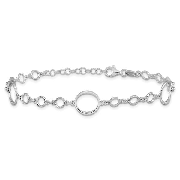 Leslie's Sterling Silver Rhodium-plated Polished Link w/ 1in ext. Bracelet - Image 3