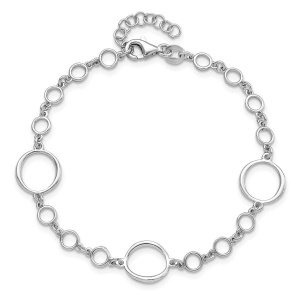 Leslie's Sterling Silver Rhodium-plated Polished Link w/ 1in ext. Bracelet - Image 4
