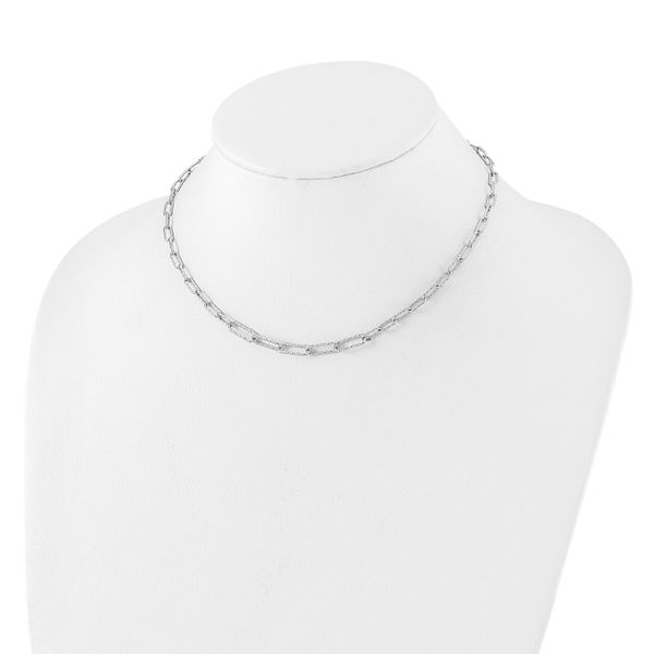 Leslie's Sterling Silver RH-plated Diamond-cut with 2in. ext Link Necklace - Image 2