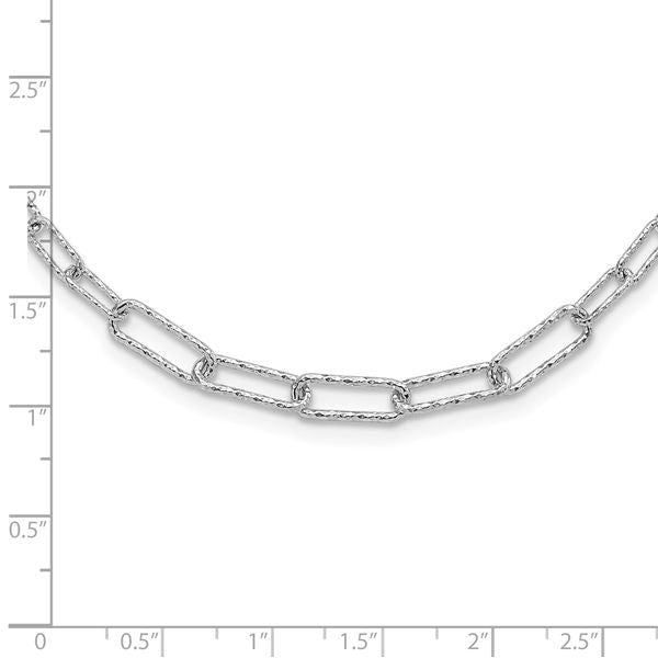 Leslie's Sterling Silver RH-plated Diamond-cut with 2in. ext Link Necklace - Image 4