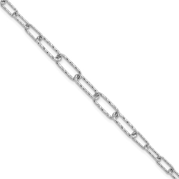 Leslie's Sterling Silver RH-plated Dia-cut Link w/1in ext. Bracelet