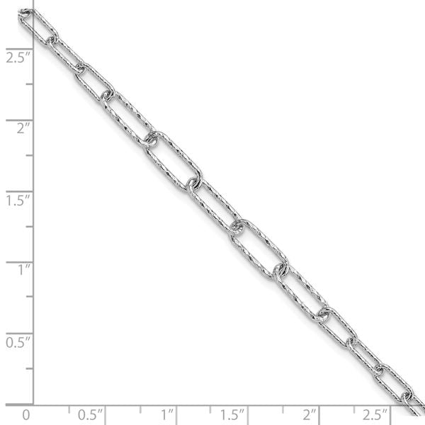 Leslie's Sterling Silver RH-plated Dia-cut Link w/1in ext. Bracelet - Image 5