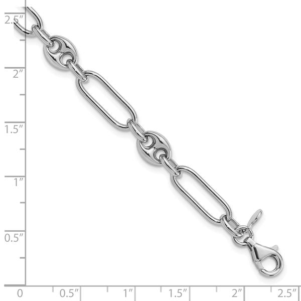 Leslie's Sterling Silver RH-plated Polished with 1in. ext Link Bracelet - Image 5