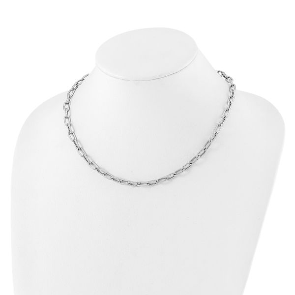Leslie's Sterling Silver RH-plated Polished and Textured Link Necklace - Image 2