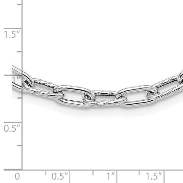 Leslie's Sterling Silver RH-plated Polished and Textured Link Necklace - Image 4