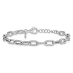 Leslie's Sterling Silver RH-pl Polish/Texture Link w/1in ext. Bracelet - Image 3