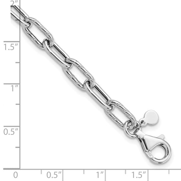 Leslie's Sterling Silver RH-pl Polish/Texture Link w/1in ext. Bracelet - Image 5
