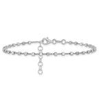 Leslie's Sterling Silver Rh-plated Polished Cube Link with 1in. ext. Anklet - Image 3