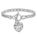 Leslie's Sterling Silver Rh-plated Polished with Heart Charm Bracelet - Image 3