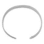 Leslie's Sterling Silver Rh-plated Polished and Grooved Cuff Bracelet - Image 2