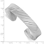 Leslie's Sterling Silver Rh-plated Polished and Grooved Cuff Bracelet - Image 3