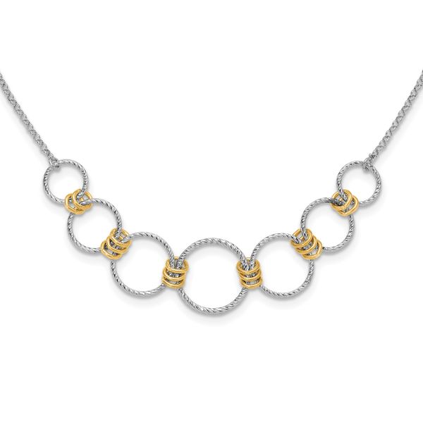 Leslie's Sterling Silver Gold-plated Rh-plated Diamond Cut Circles with 2in