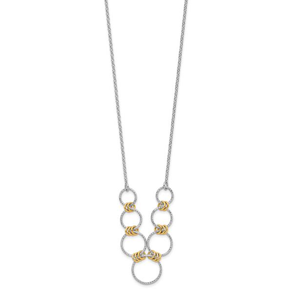 Leslie's Sterling Silver Gold-plated Rh-plated Diamond Cut Circles with 2in - Image 2