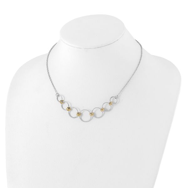 Leslie's Sterling Silver Gold-plated Rh-plated Diamond Cut Circles with 2in - Image 4