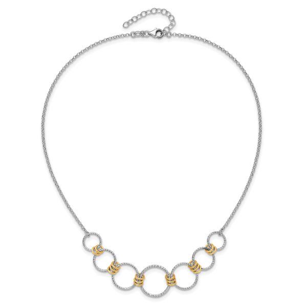 Leslie's Sterling Silver Gold-plated Rh-plated Diamond Cut Circles with 2in - Image 5