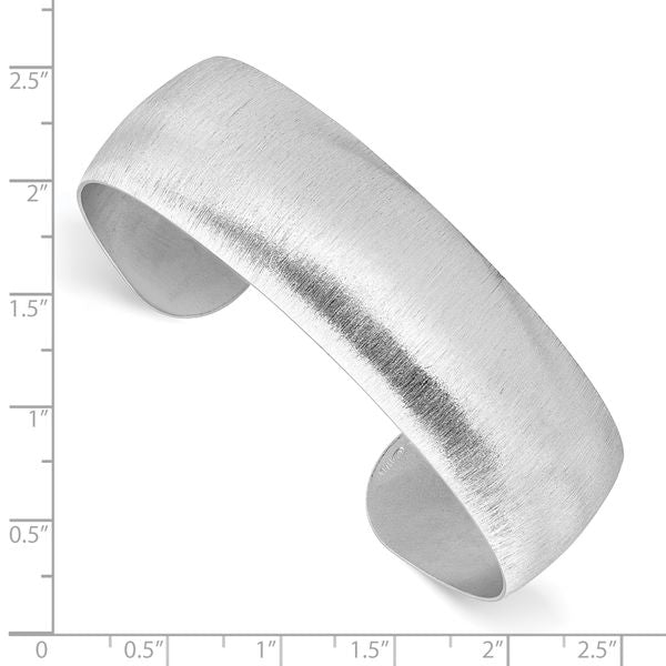 Sterling Silver Rhodium-plated Brushed Cuff Bangle - Image 3