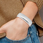 Sterling Silver Rhodium-plated Brushed Cuff Bangle - Image 4