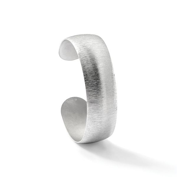Sterling Silver Rhodium-plated Brushed Cuff Bangle - Image 5
