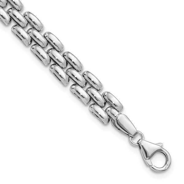 Leslie's Sterling Silver Rhodium-plated Polished Fancy Link Bracelet