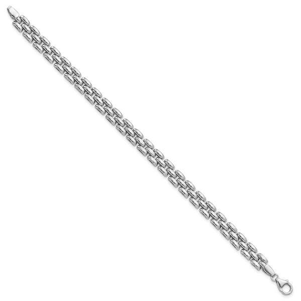Leslie's Sterling Silver Rhodium-plated Polished Fancy Link Bracelet - Image 2