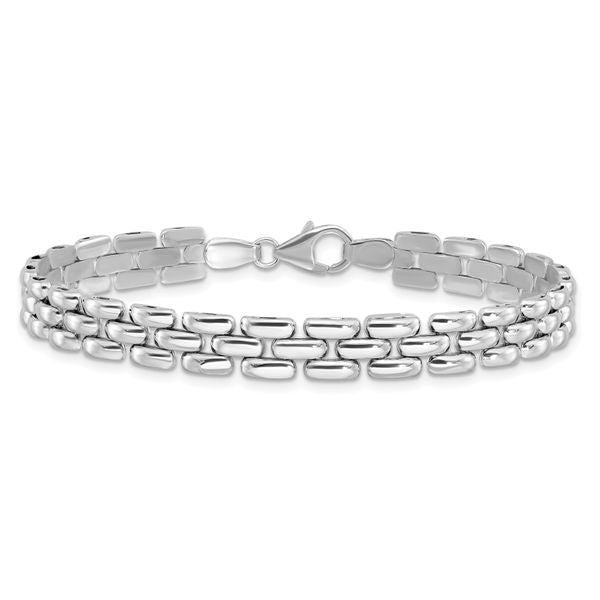 Leslie's Sterling Silver Rhodium-plated Polished Fancy Link Bracelet - Image 3