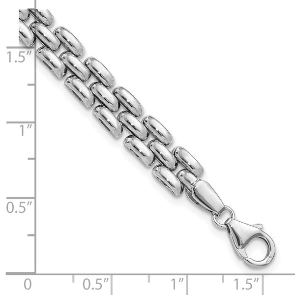 Leslie's Sterling Silver Rhodium-plated Polished Fancy Link Bracelet - Image 4