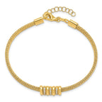 Sterling Silver Gold-tone CZ w/1in Safety Chain Flex Bangle - Image 2