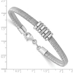 Sterling Silver RH-plated CZ w/1in Safety Chain Flex Bangle - Image 3
