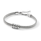 Sterling Silver RH-plated CZ w/1in Safety Chain Flex Bangle - Image 5