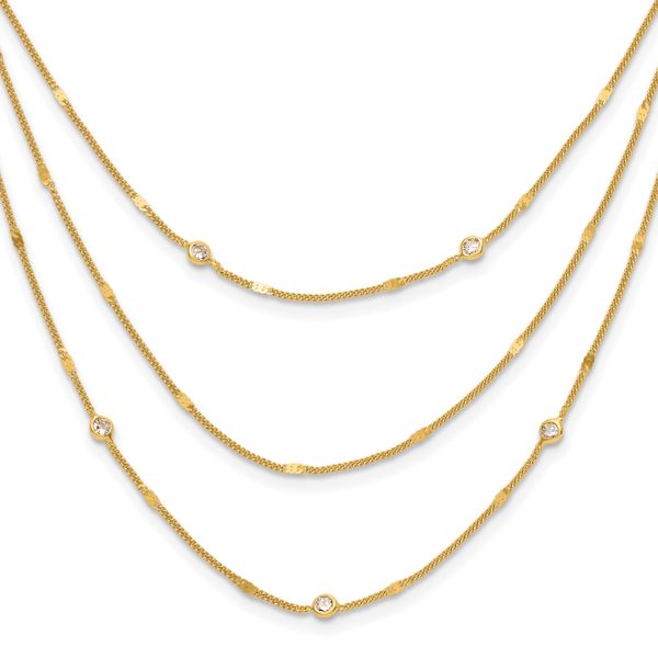 Leslie's Sterling Silver Gold-tone CZ Layered with 1.5in ext. Necklace