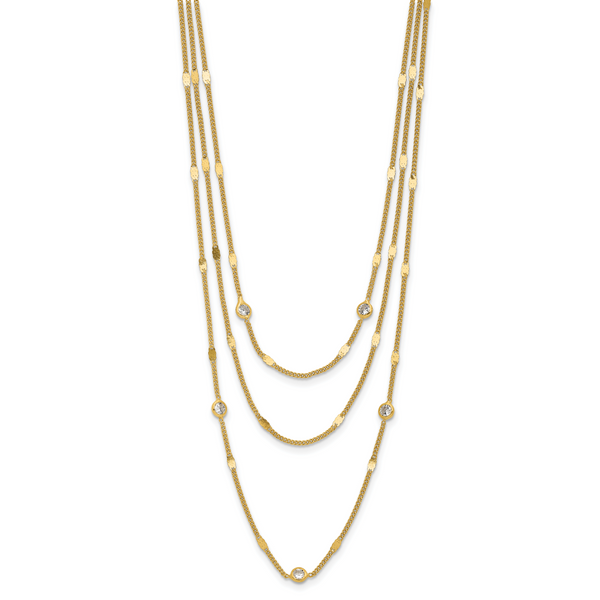Leslie's Sterling Silver Gold-tone CZ Layered with 1.5in ext. Necklace - Image 2