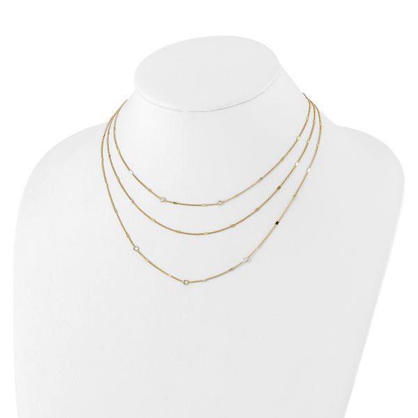 Leslie's Sterling Silver Gold-tone CZ Layered with 1.5in ext. Necklace - Image 3