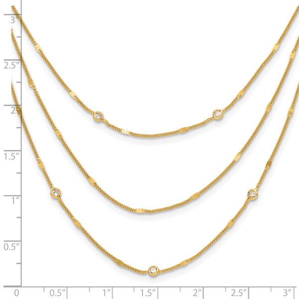 Leslie's Sterling Silver Gold-tone CZ Layered with 1.5in ext. Necklace - Image 4