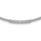 Leslie's Sterling Silver Rhodium-plated CZ Woven with 2in. ext Necklace