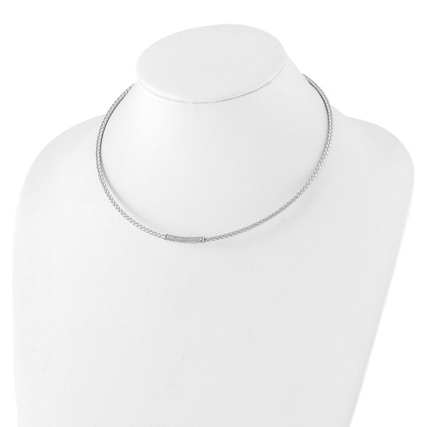 Leslie's Sterling Silver Rhodium-plated CZ Woven with 2in. ext Necklace - Image 2