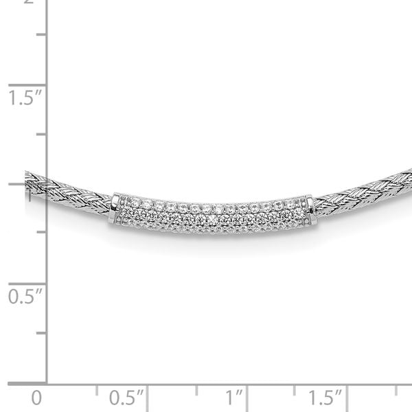 Leslie's Sterling Silver Rhodium-plated CZ Woven with 2in. ext Necklace - Image 4