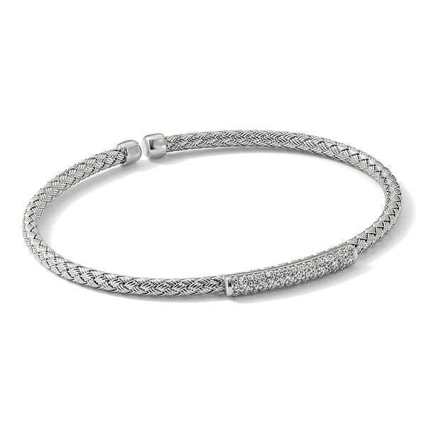 Leslie's Sterling Silver Rhodium-plated CZ Woven with 2in. ext Necklace - Image 5
