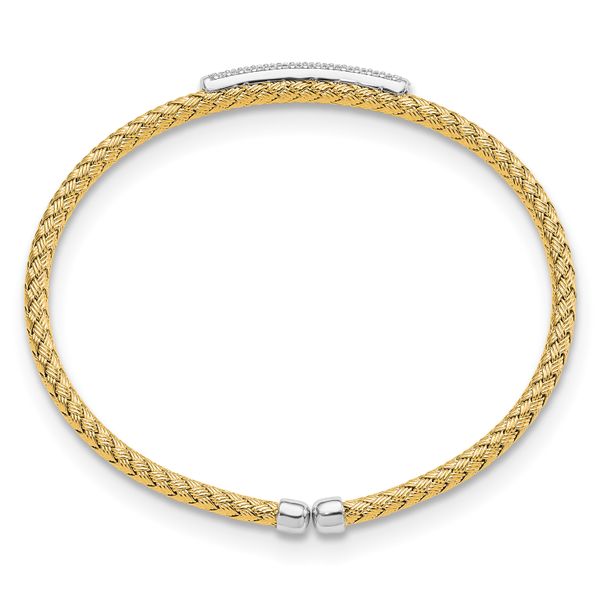 Leslie's Sterling Silver Rh-plated/Gold-plated CZ Flexible Cuff Bangle - Image 2